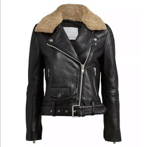 New Samsoe Samsoe Doris Leather Jacket XL BLACK